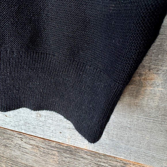 Quince Lightweight Cotton Cashmere Link Stitch Dolman Sweater L Black Drape - Picture 7 of 12